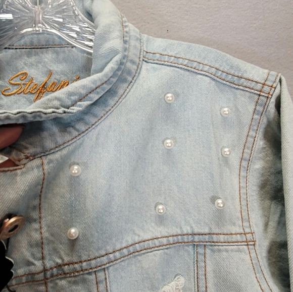 Womens Light Wash Peplum Destructed Hem Detail Jacket Stylish Windbreak size XL - Picture 6 of 16